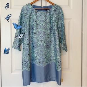 The Limited Blue Paisley 3/4 Sleeve Dress